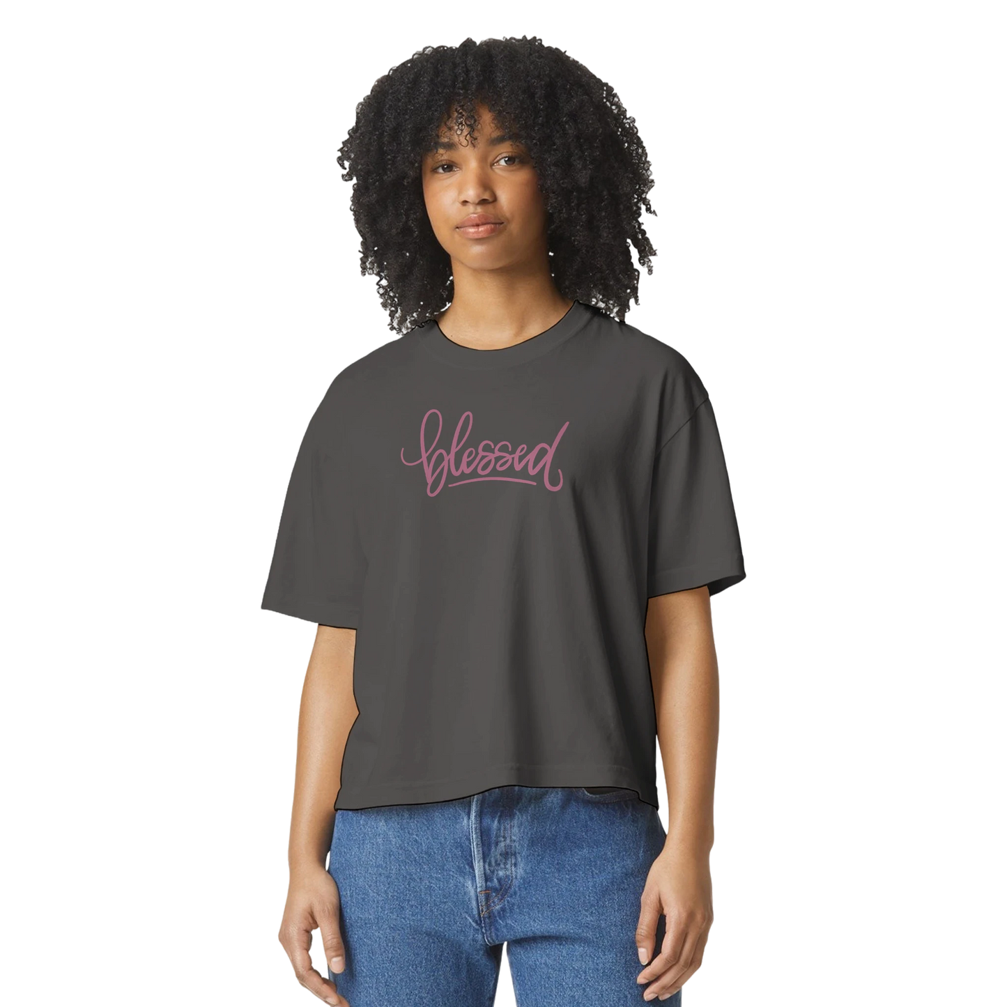 Blessed tee, tshirt, women's tshirt, christian clothing brand, faith based fashion, black tee, basic tshirt, pink
