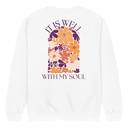It Is Well sweatshirt, crewneck, women's sweatshirt, christian clothing brand, faith based fashion, white sweatshirt, floral design