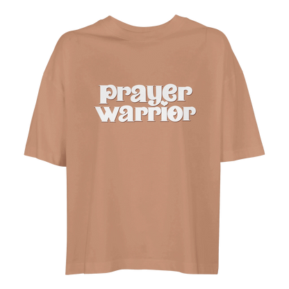 prayer warrior tshirt, tshirt, women's tshirt, christian clothing brand, faith based fashion, brown tshirt, comfort colors