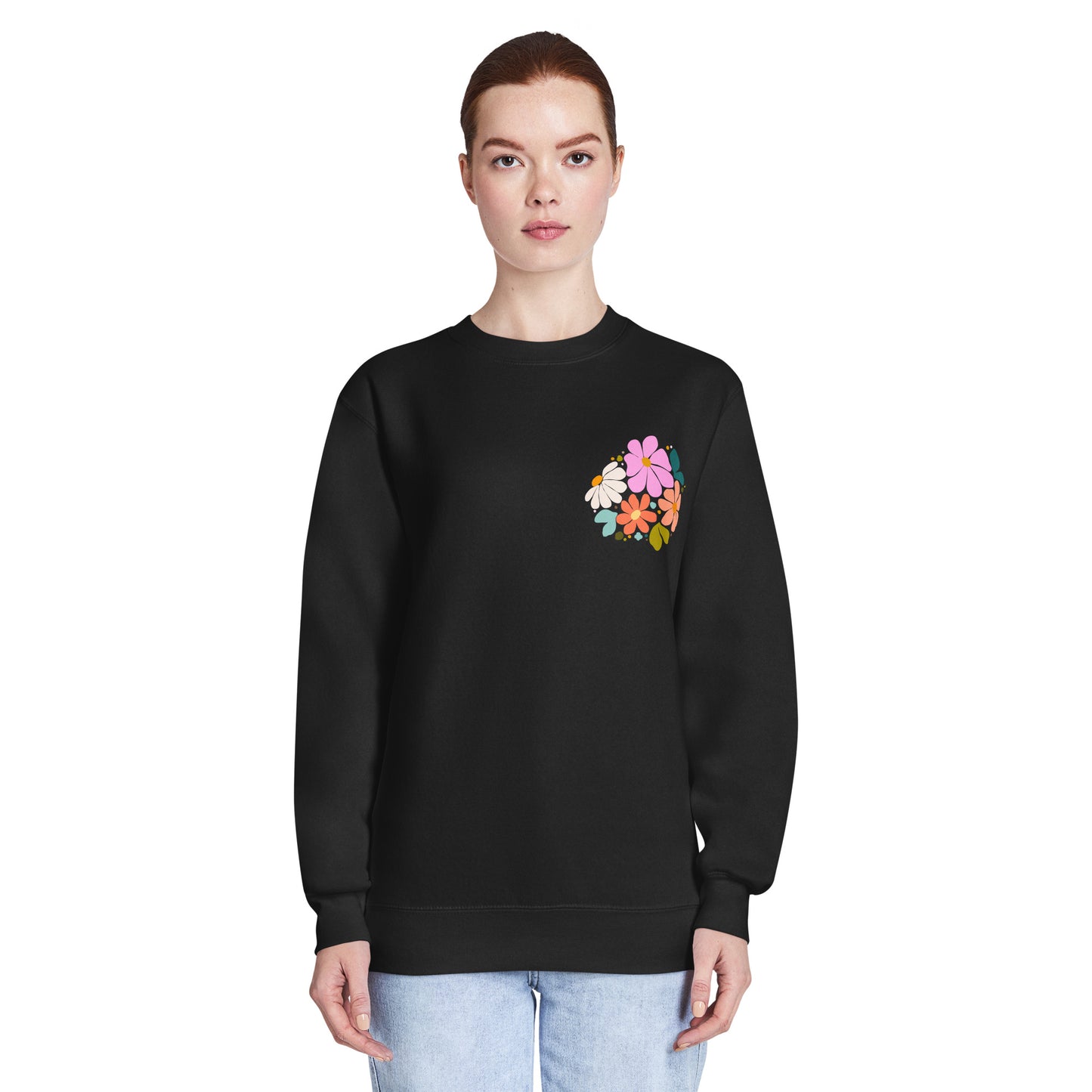 It Is Well sweatshirt, crewneck, women's sweatshirt, christian clothing brand, faith based fashion, black sweatshirt, floral design
