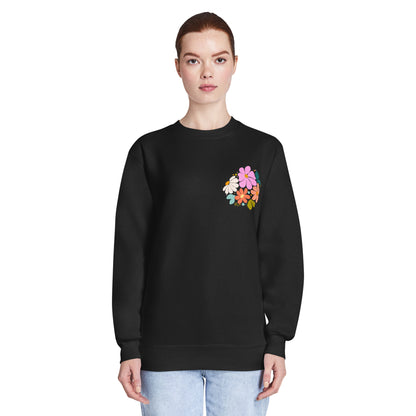 It Is Well sweatshirt, crewneck, women's sweatshirt, christian clothing brand, faith based fashion, black sweatshirt, floral design