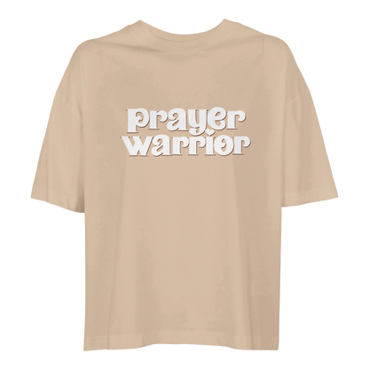 prayer warrior tshirt, tshirt, women's tshirt, christian clothing brand, faith based fashion, beige tshirt, comfort colors