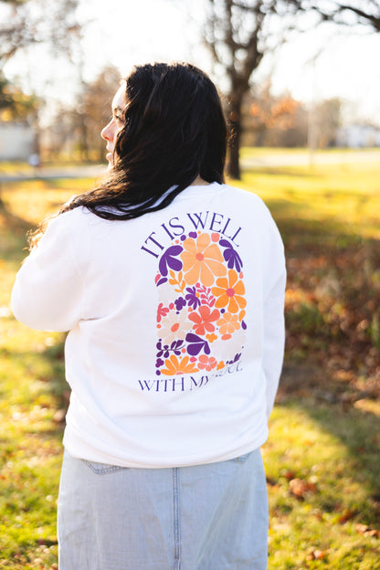 It Is Well | White/Autumn Unisex Crewneck Sweatshirt